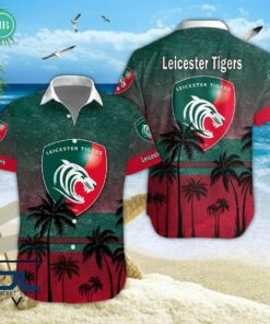 Leicester Tigers Palm Tree Hawaiian Shirt