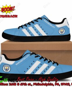 Manchester City FC White Stripes Style 1 Adidas Stan Smith Shoes