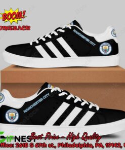 Manchester City FC White Stripes Style 2 Adidas Stan Smith Shoes