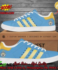 Manchester City FC Yellow Stripes Adidas Stan Smith Shoes