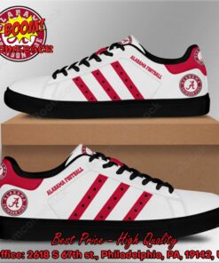 NCAA Alabama Crimson Tide Red Stripes Adidas Stan Smith Shoes
