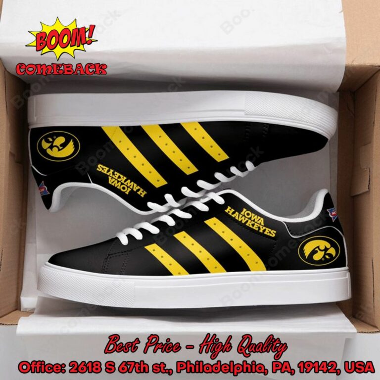 NCAA Iowa Hawkeyes Yellow Stripes Style 1 Adidas Stan Smith Shoes