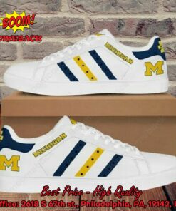 NCAA Michigan Wolverines Navy And Yellow Stripes Adidas Stan Smith Shoes