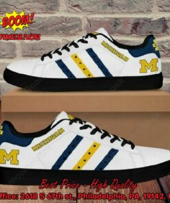 ncaa michigan wolverines navy and yellow stripes adidas stan smith shoes 3 zmEvI