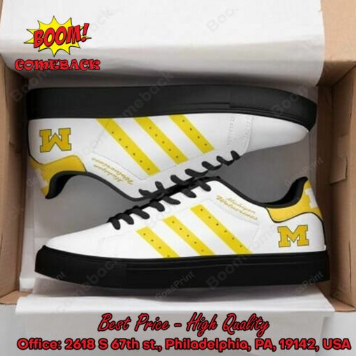 NCAA Michigan Wolverines Yellow Stripes Style 1 Adidas Stan Smith Shoes