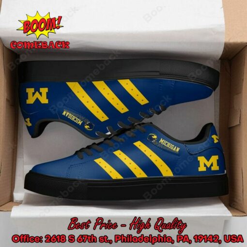NCAA Michigan Wolverines Yellow Stripes Style 2 Adidas Stan Smith Shoes