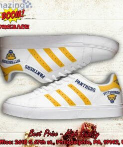 NCAA Pittsburgh Panthers Yellow Stripes Adidas Stan Smith Shoes
