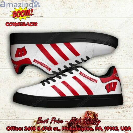 NCAA Wisconsin Badgers Red Stripes Adidas Stan Smith Shoes