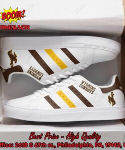 NCAA Wyoming Cowboys Brown And Yellow Stripes Adidas Stan Smith Shoes