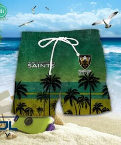 Northampton Saints Palm Tree Hawaiian Shirt