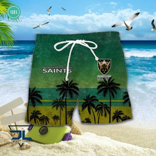 Northampton Saints Palm Tree Hawaiian Shirt