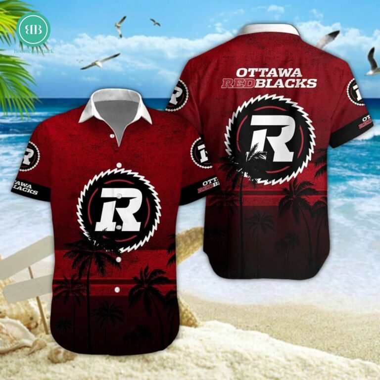 Ottawa Redblacks Palm Tree Hawaiian Shirt