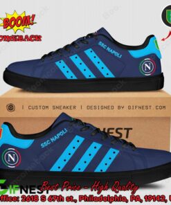 SSC Napoli Aqua Blue Stripes Style 2 Adidas Stan Smith Shoes