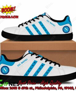 SSC Napoli Aqua Blue Stripes Style 3 Adidas Stan Smith Shoes