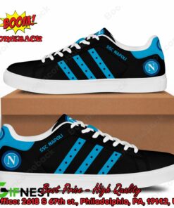 SSC Napoli Aqua Blue Stripes Style 4 Adidas Stan Smith Shoes