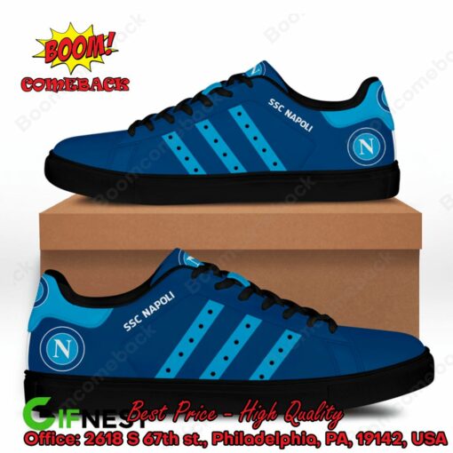 SSC Napoli Aqua Blue Stripes Style 5 Adidas Stan Smith Shoes