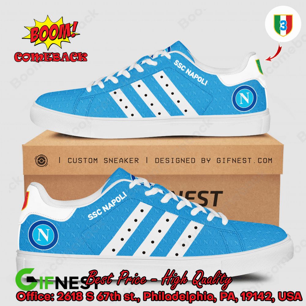 SSC Napoli White Stripes Style 1 Adidas Stan Smith Shoes