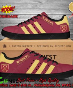 west ham united fc uefa conference league winners yellow stripes adidas stan smith shoes 3 bbHy2