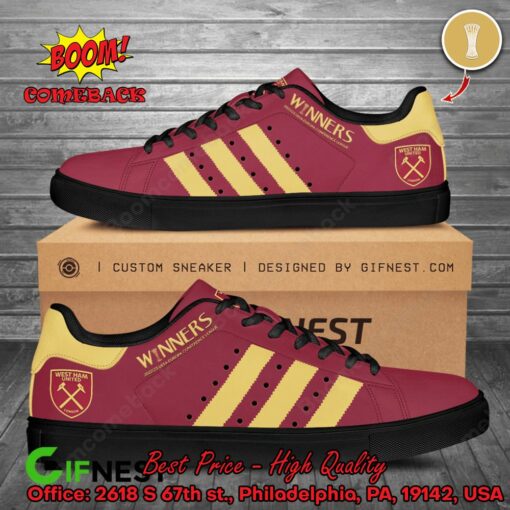 West Ham United FC UEFA Conference League Winners Yellow Stripes Adidas Stan Smith Shoes