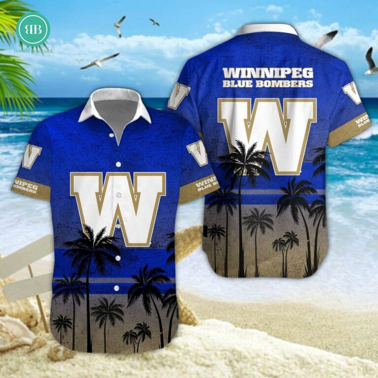 Winnipeg Blue Bombers Palm Tree Hawaiian Shirt