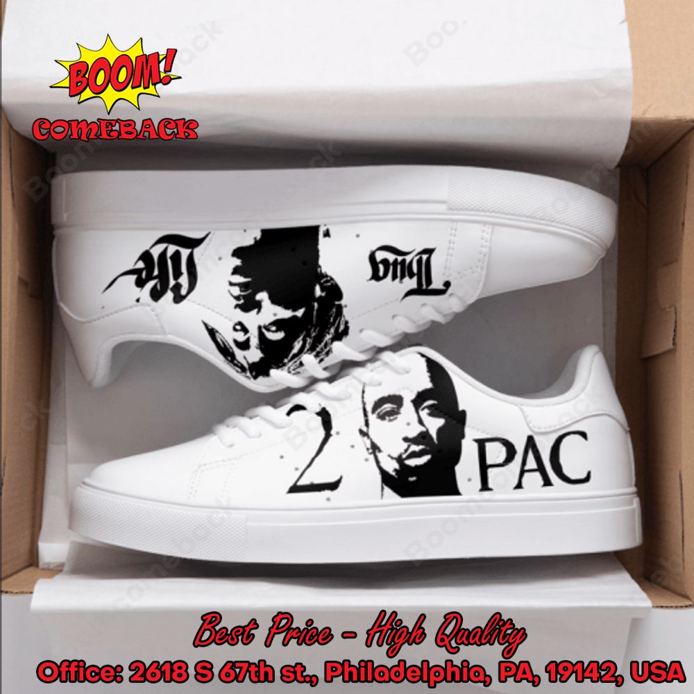 2Pac Thug Life White Adidas Stan Smith Shoes