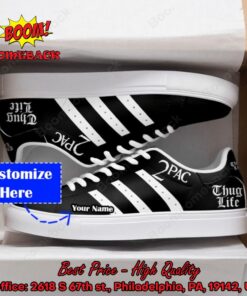 2Pac White Stripes Personalized Name Adidas Stan Smith Shoes