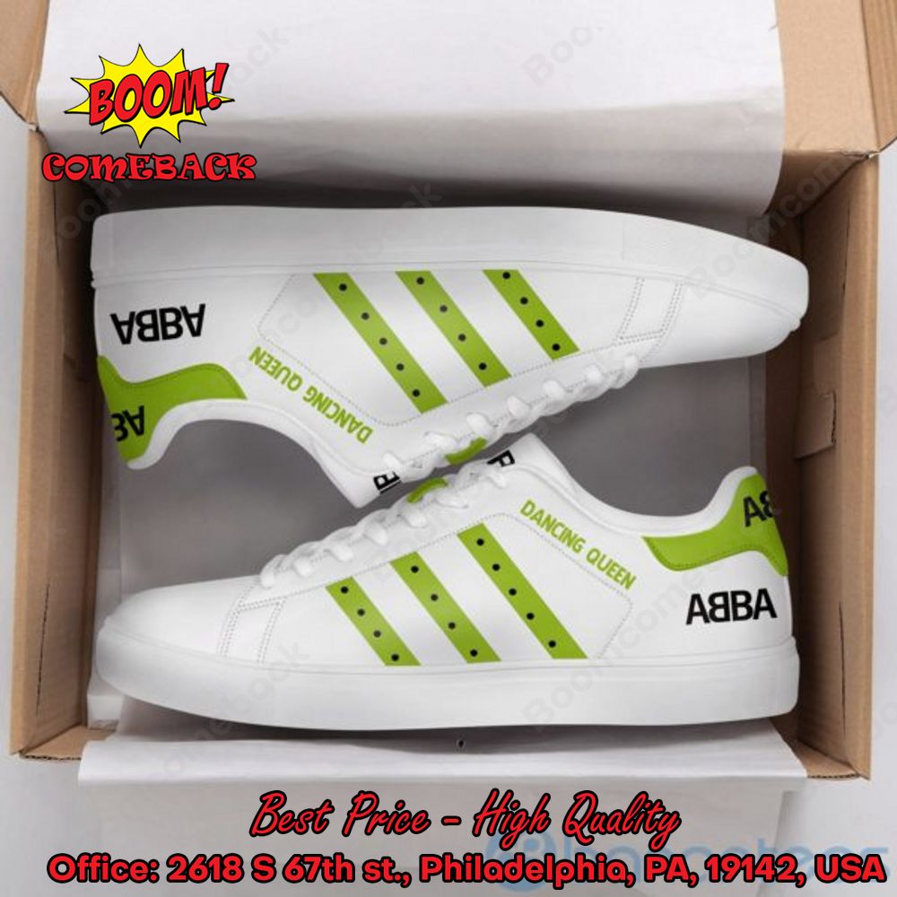 ABBA Dancing Queen Green Stripes Style 2 Adidas Stan Smith Shoes