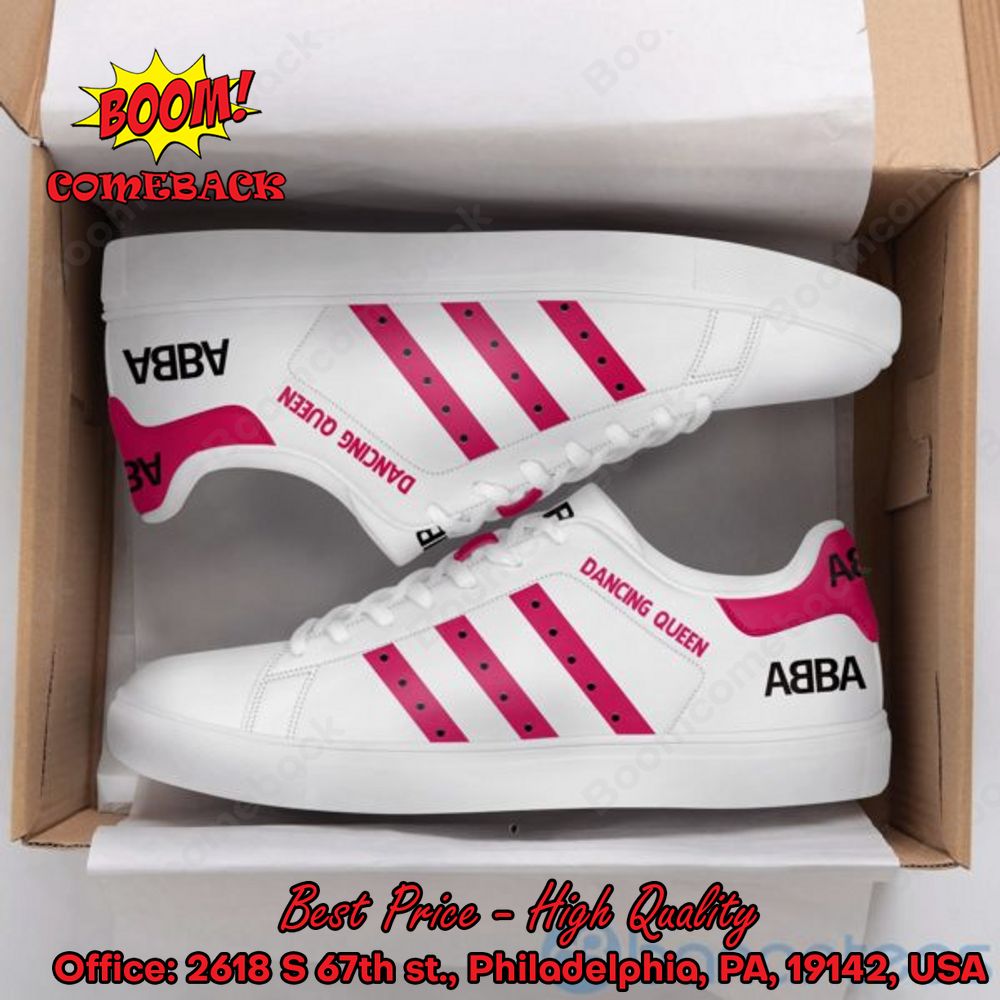 ABBA Dancing Queen Pink Stripes Style 1 Adidas Stan Smith Shoes