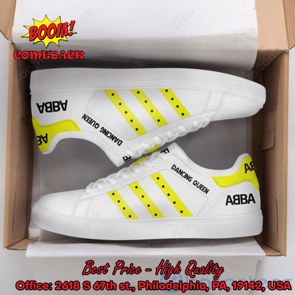 ABBA Dancing Queen Yellow Stripes Adidas Stan Smith Shoes