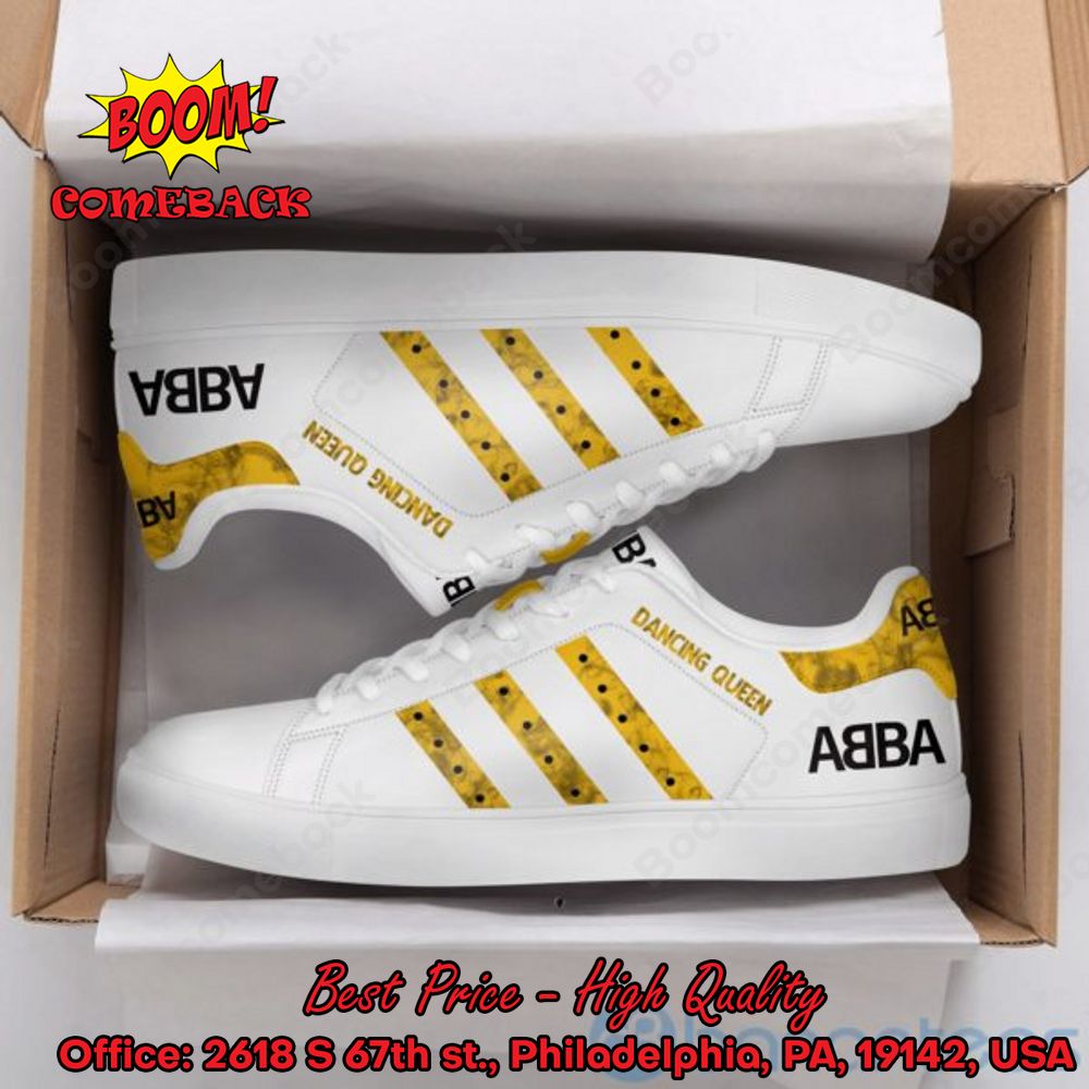 ABBA Dancing Queen Yellow Stripes Style 1 Adidas Stan Smith Shoes