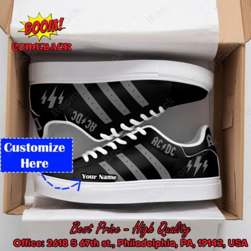 ACDC Grey Stripes Personalized Name Adidas Stan Smith Shoes