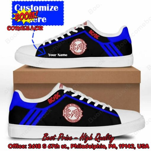 ACDC Personalized Name Black Blue Adidas Stan Smith Shoes