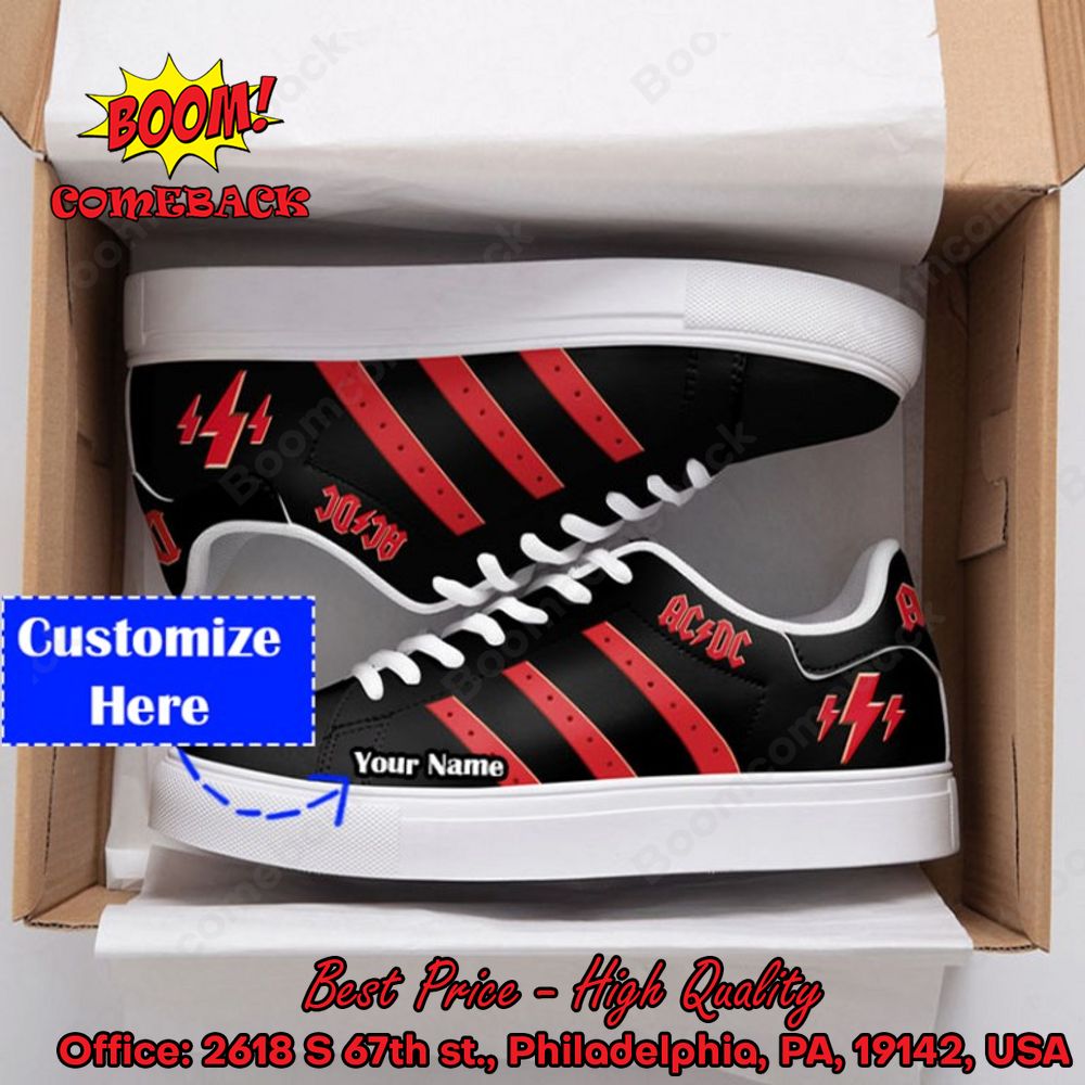 ACDC Red Stripes Personalized Name Style 1 Adidas Stan Smith Shoes