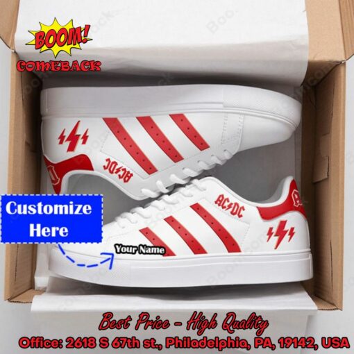 ACDC Red Stripes Personalized Name Style 3 Adidas Stan Smith Shoes