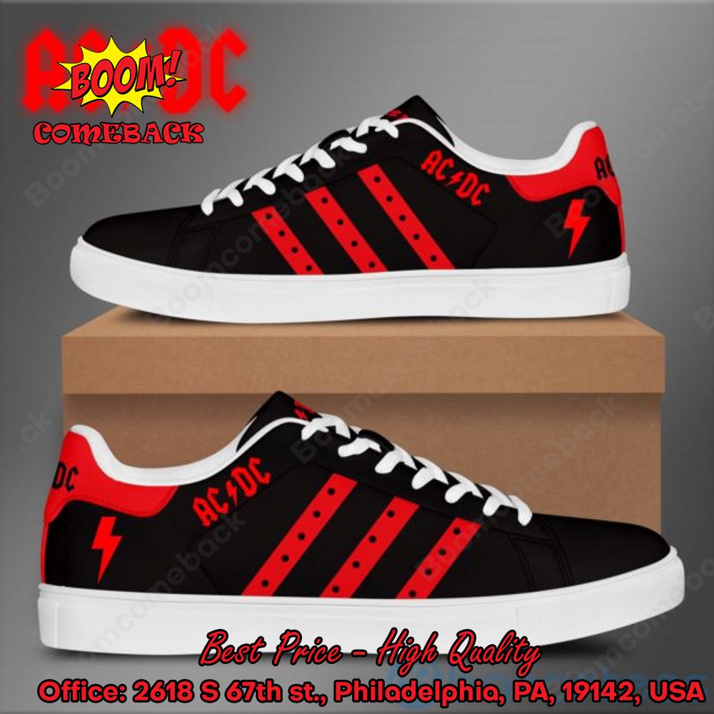 ACDC Red Stripes Style 2 Adidas Stan Smith Shoes