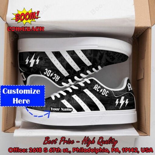 ACDC White Stripes Personalized Name Style 2 Adidas Stan Smith Shoes
