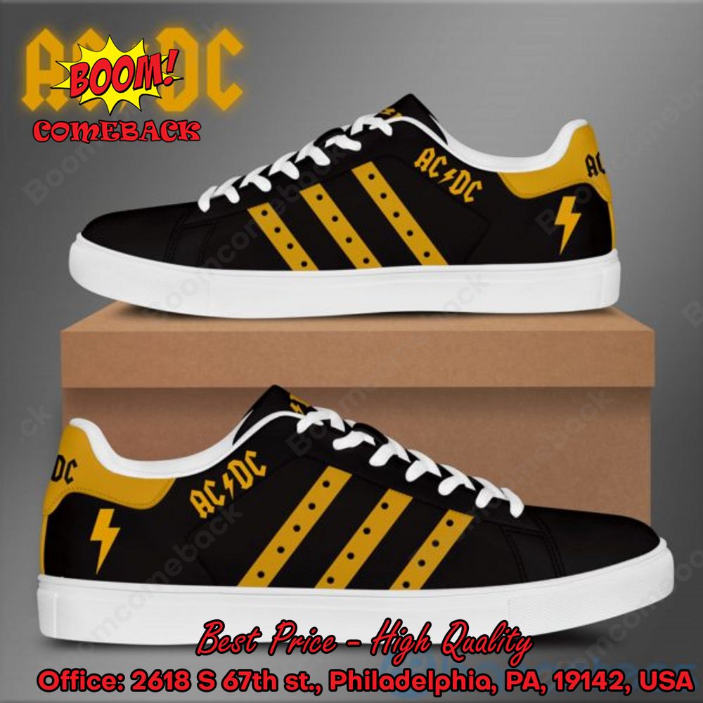 ACDC Yellow Stripes Style 1 Adidas Stan Smith Shoes