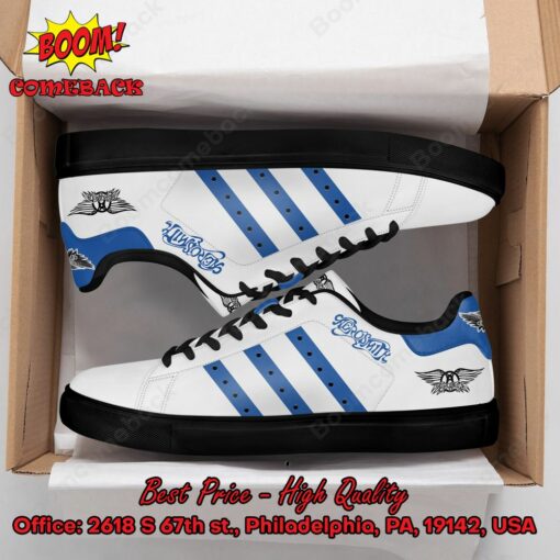 Aerosmith Blue Stripes Style 1 Adidas Stan Smith Shoes