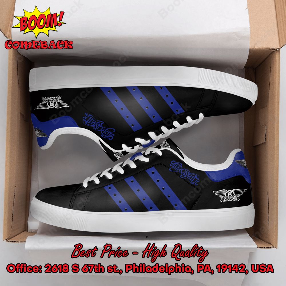 Aerosmith Navy Stripes Style 2 Adidas Stan Smith Shoes