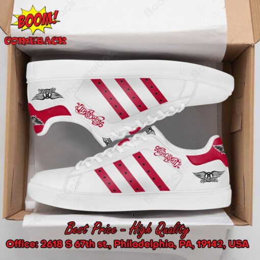 Aerosmith Red Stripes Style 1 Adidas Stan Smith Shoes