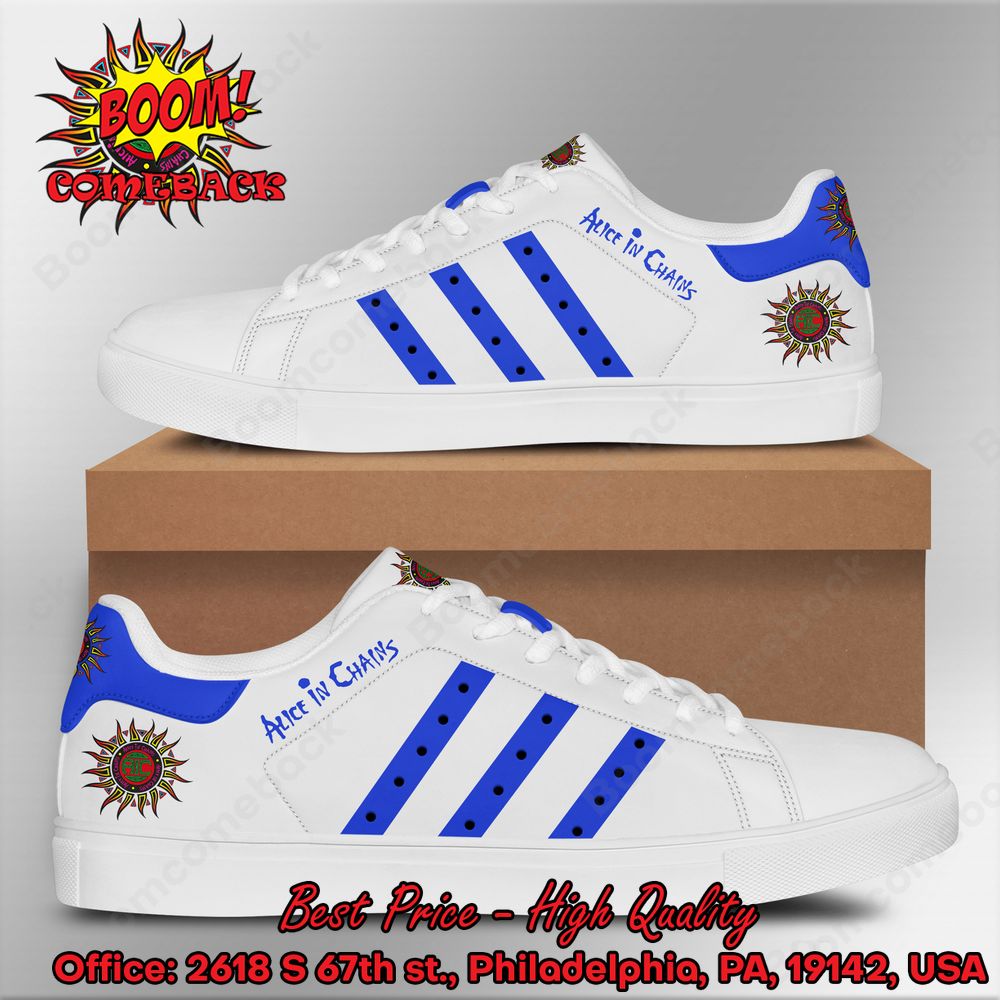 Alice In Chains Blue Stripes Style 1 Adidas Stan Smith Shoes
