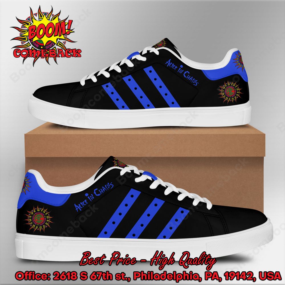 Alice In Chains Blue Stripes Style 2 Adidas Stan Smith Shoes