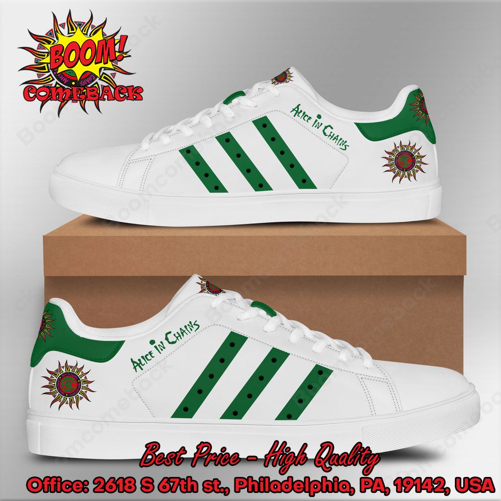 Alice In Chains Green Stripes Style 1 Adidas Stan Smith Shoes
