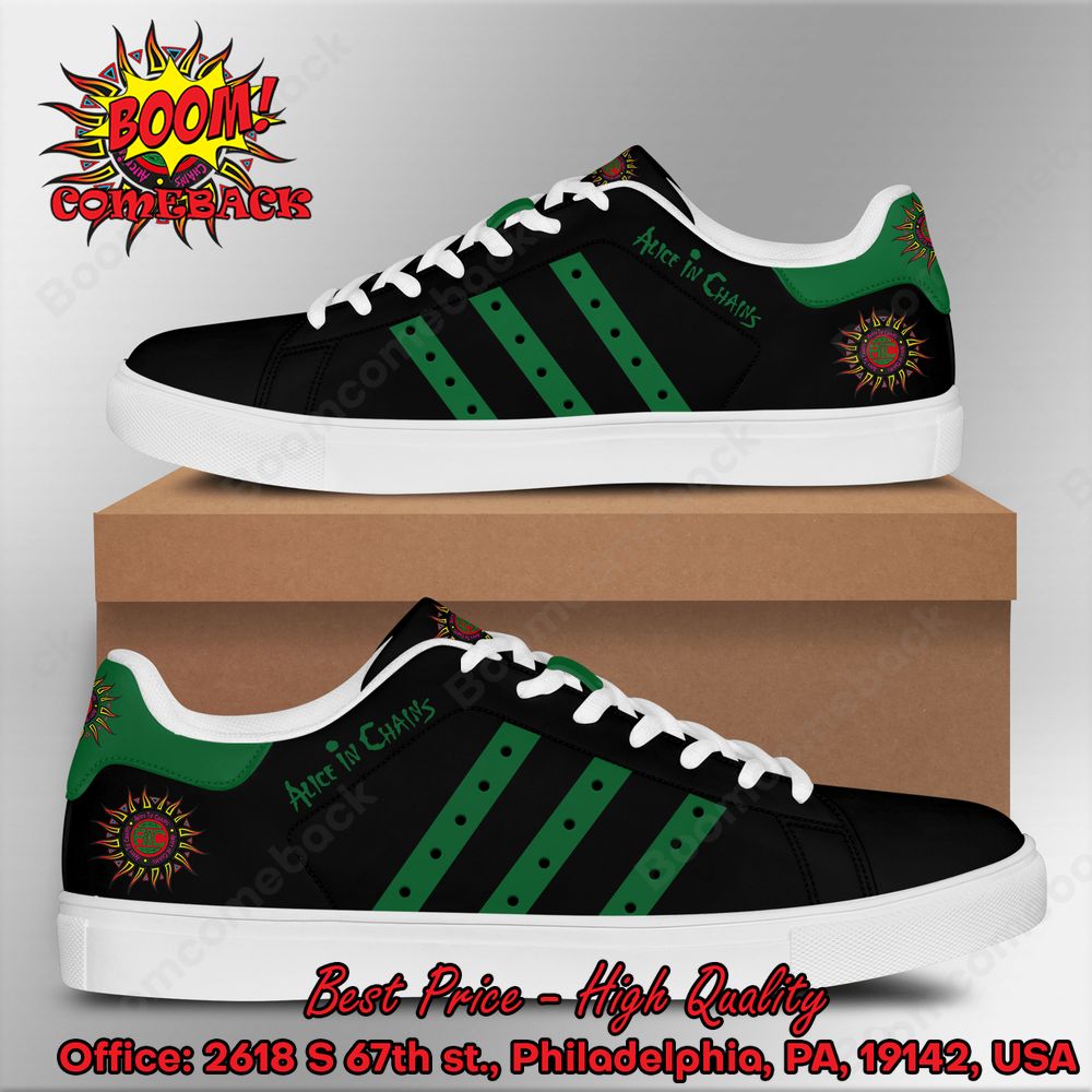 Alice In Chains Green Stripes Style 2 Adidas Stan Smith Shoes