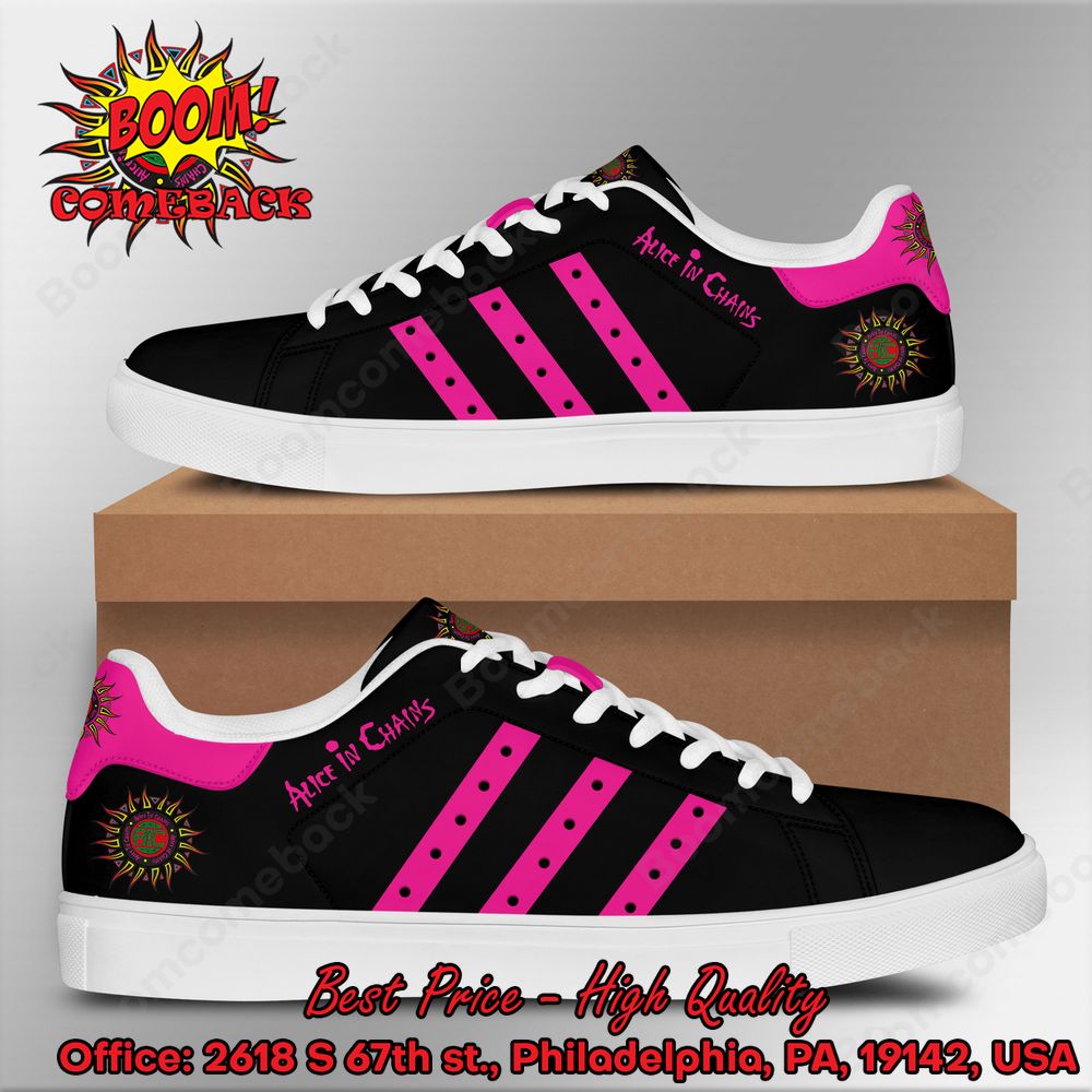 Alice In Chains Pink Stripes Adidas Stan Smith Shoes