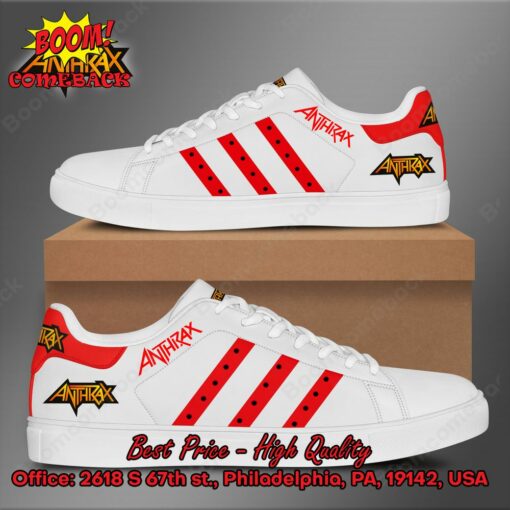 Anthrax Red Stripes Style 2 Adidas Stan Smith Shoes