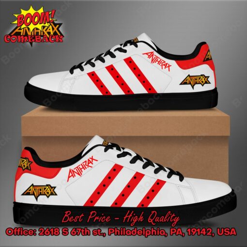 Anthrax Red Stripes Style 2 Adidas Stan Smith Shoes