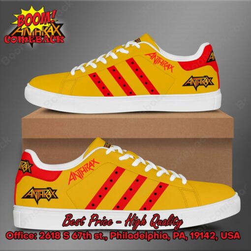 Anthrax Red Stripes Style 3 Adidas Stan Smith Shoes