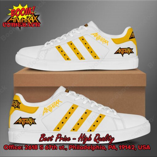 Anthrax Yellow Stripes Style 1 Adidas Stan Smith Shoes