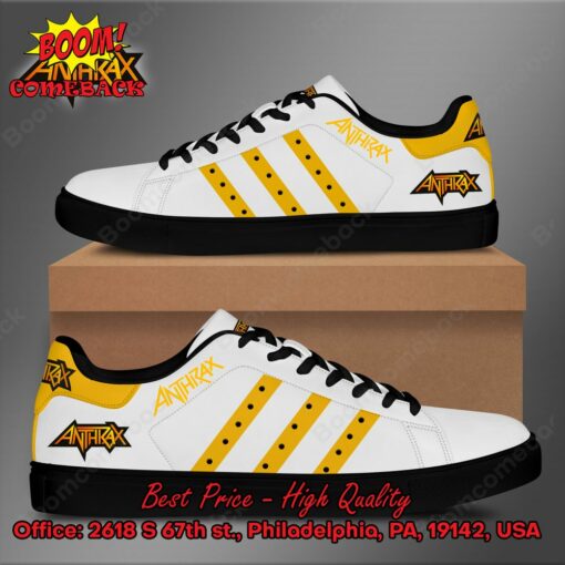 Anthrax Yellow Stripes Style 1 Adidas Stan Smith Shoes